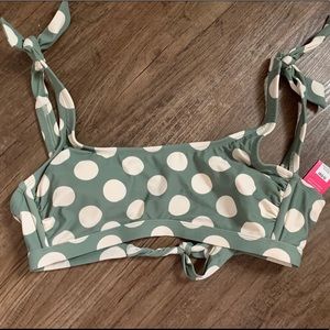 Target olive green and cream swimsuit top